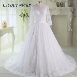 2017 Vestidos De Noiva Casamento Full Lace лёгкие Свадебные платья с длинным рукавом с бисером арабское Платье De Mariage сад бальное платье