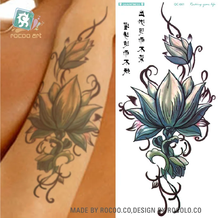 Rocooart QC651-677 20X10 см красочные татуировки Временные татуировки рукава боди арт цветы серии Временные татуировки стикер Taty