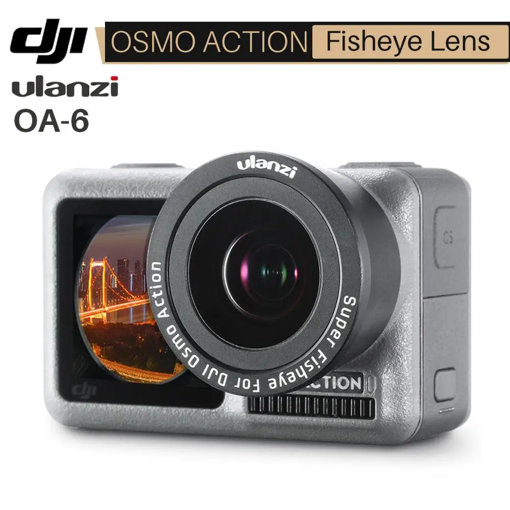 Ulanzi OA-6 180 степени камеры «рыбий глаз» объектив для Dji Osmo Action HD 4K Оптическое стекло Osmo Action Рыбий глаз объектив экшн аксессуары