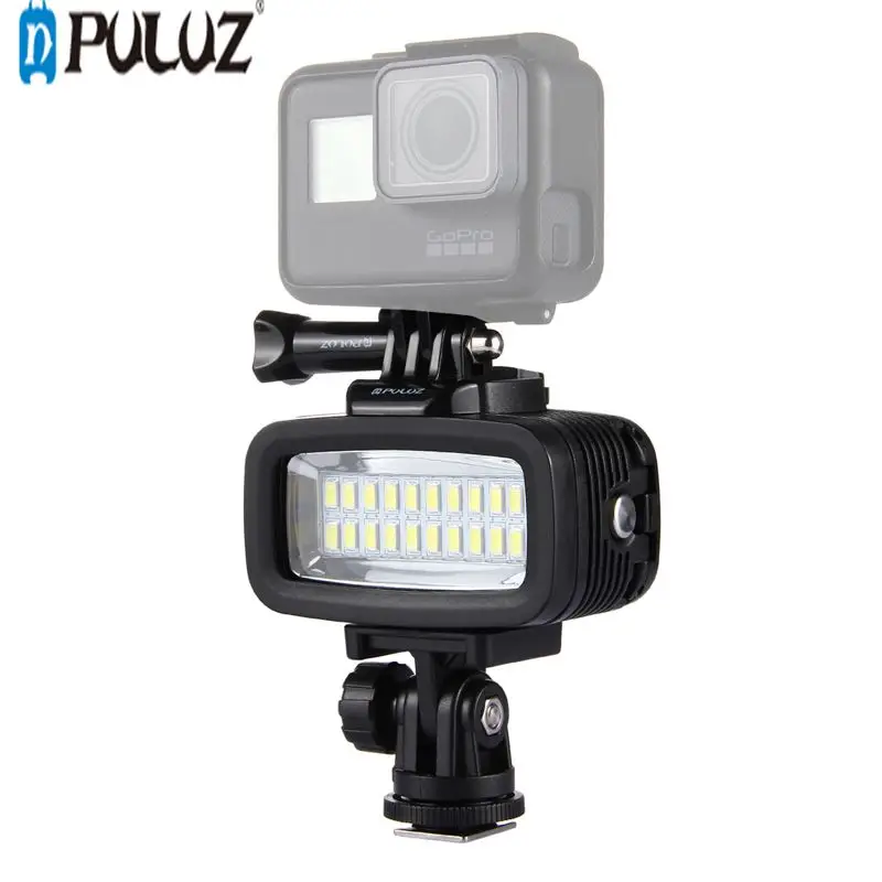 

PULUZ PU222 20 LEDs 30m Waterproof IPx8 Studio Light Video Light with Hot Shoe Base Adapter Support for GOPRO camera