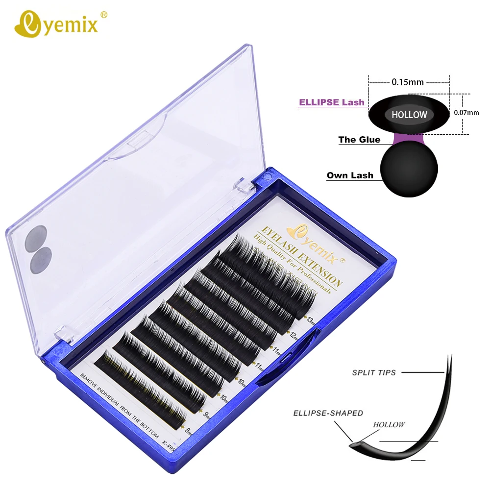 Eyemix Hot sale Ellipse eye lash extension New Style Artificial eyelash Hair Korea PBT Fiber Artificial