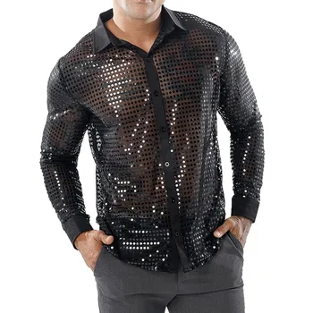 

Chemise Homme 2019 Autumn Black Shirts Casual Long Sleeve Slim Fit Hollow Shirt Top Blouse Men Camisa Masculina Manga Longa C