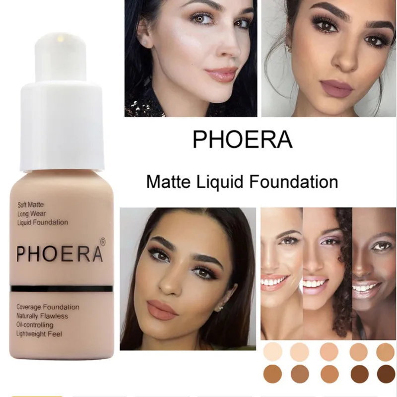 PHOERA beauty, новинка, 30 мл, тональный крем, мягкий, матовый, для длительного ношения, контроль жирности, консилер, Жидкий тональный крем, Модный женский макияж