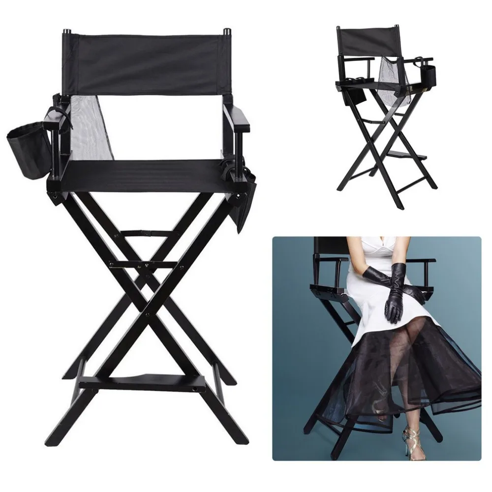 

Newest Portable Wooden Makeup Chair With Side Bags Folding Artist Director Chair Professional Beauty Tool Make-Up Accessories