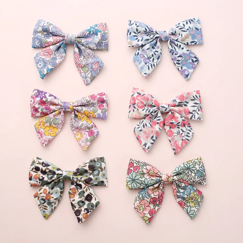 

6pcs 2019 New Spring Summer Floral Bows Hair Clips,Knot Bows Baby Girls Hairpins,One Size Cotton Bowknot Hair Barrettes Hairwear