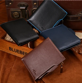 

2019 New Fashion Brand Men PU Leather Solid Zipper Wallet ID Credit Card Holder Mini Short Small Change Coin Money Wallets