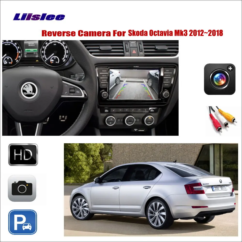 Задний вид автомобиля Камера для Skoda Octavia Mk3 2012-2018 авто камера RCA разъем адаптера