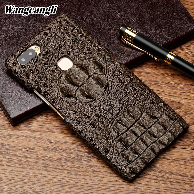 

Brand phone case for VIVO X20 plus crocodile pattern half-pack Cowhide phone protection case Genuine Leather phone back cover