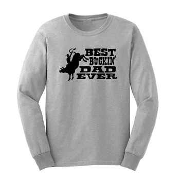 

Loo Show Mens Dad Gift Best Buckin Dad Ever Rodeo Long Sleeve T-Shirts Casual Men Tee