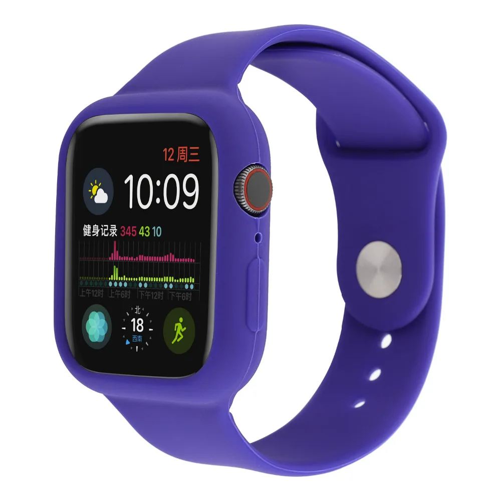 

Silicone Sport Loop & Cover Case for Apple Watch 4 3 2 1 Wrist Strap with Protective Case for iWatch 42mm 38mm 40mm 44mm