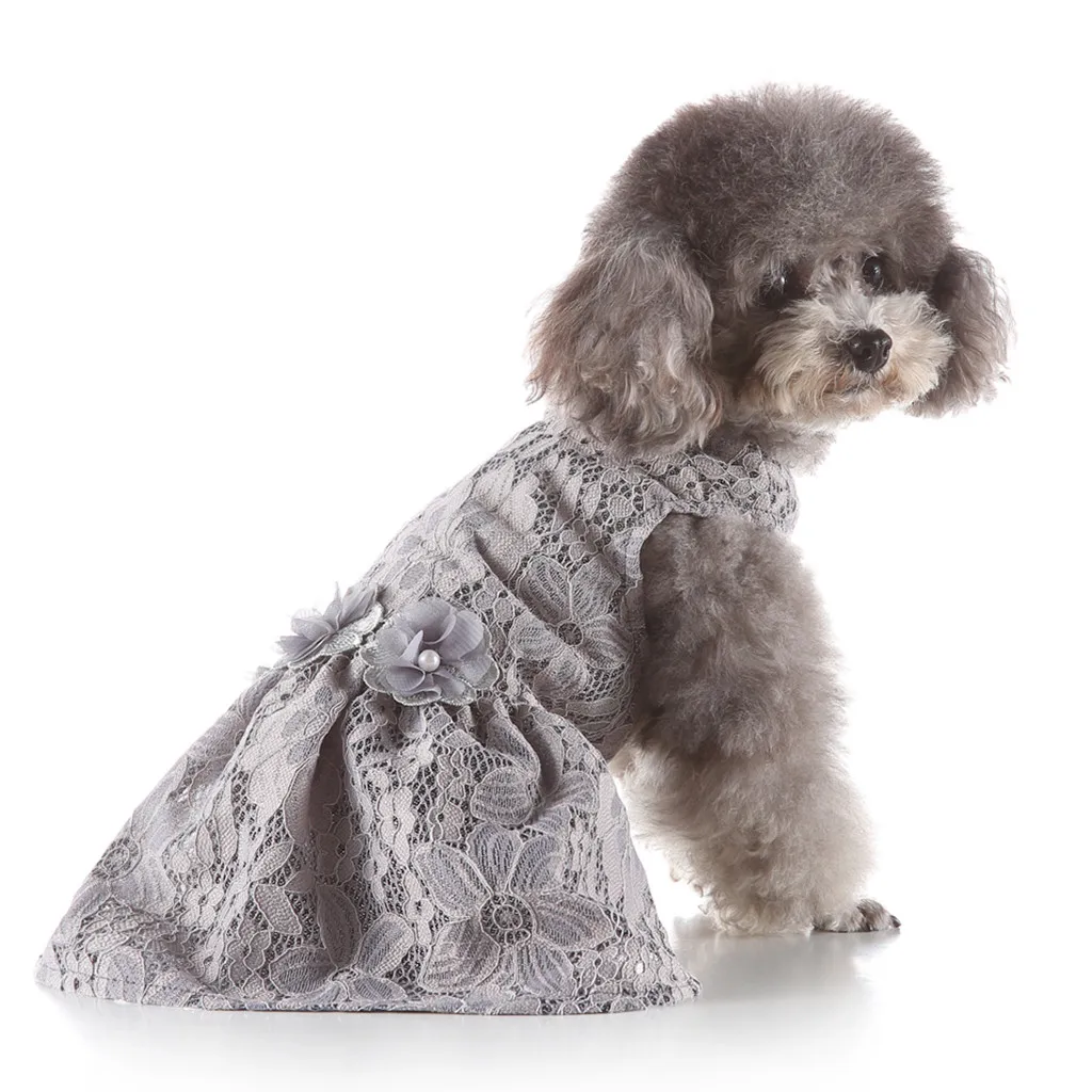 Платье для собак; элегантное платье для питомцев; сезон весна-лето; костюмы из тонкого хлопка с принтом; Одежда для собак серого цвета; Vestido Perro; 19Apr. 3 P35