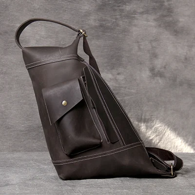 AETOO, персональная мужская кожаная сумка на одно плечо Mad Horse, кожаная косая сумка через плечо, ручная работа, оригинальная сумка из воловьей кожи - Цвет: Deep Coffee(Small)