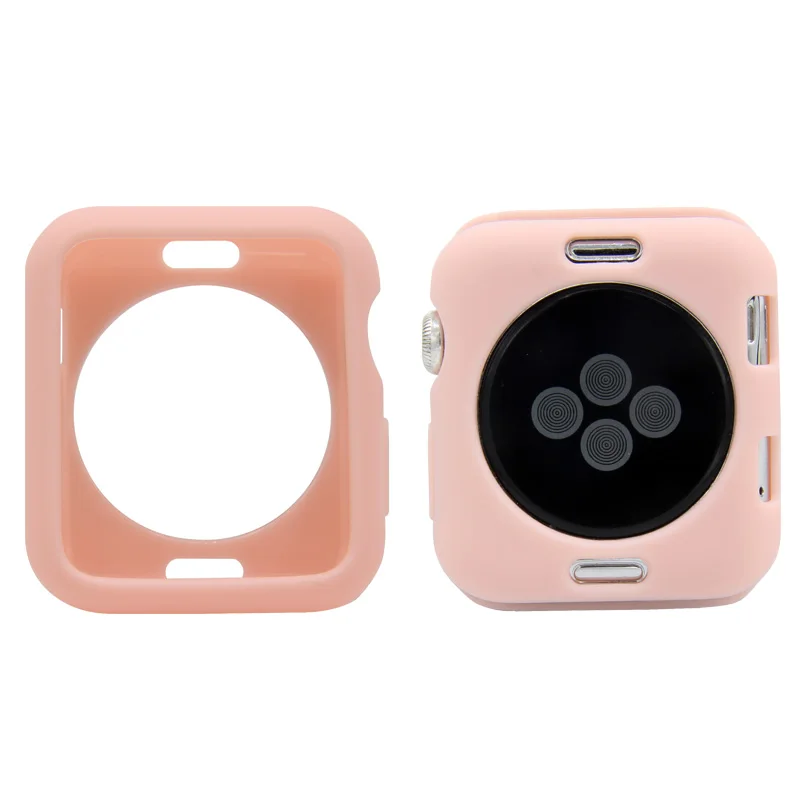 Мягкий чехол из силикона и ТПУ для Apple Watch Band 44 мм 40 мм 42 мм 38 мм цветной яркий защитный чехол для iwatch 4 3 2 1 аксессуар - Цвет ремешка: Pink