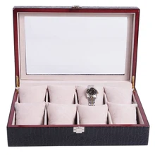 Кожаная Коробка для часов шкатулка для ювелирных изделий кожаная твердая деревянная коробка для часов/корпуса/Органайзер высококачественные часы на стол Витрина