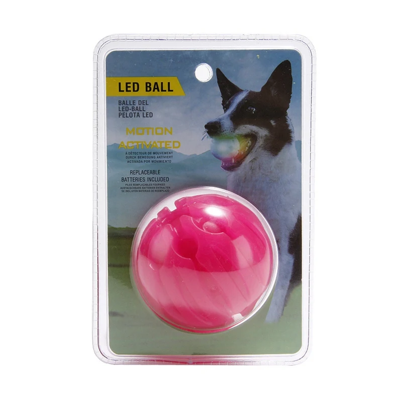 Забавные питомцы игрушечные собаки мяч Светодиодный светящийся Стрик собака мяч мигание домашних животных загорается принадлежности для ночной игры собаки играть пледущая пищалка - Цвет: Розовый