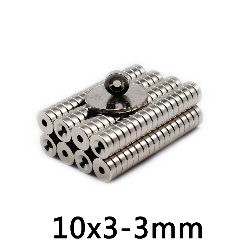 30/50/100 шт 10x3 отверстия 3 мм кольцо Круглые неодимовые магниты с отверстием мощный магнитный держатель 10x3-3 потайной сильные магниты N35