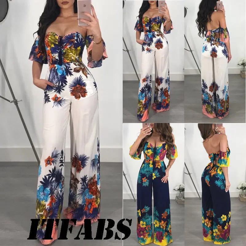 

Women Summer Jumpsuit Sleeveless Ladies Clubwear V-Neck Flower Print Playsuit Sexy Rompe One Pieces Elegant