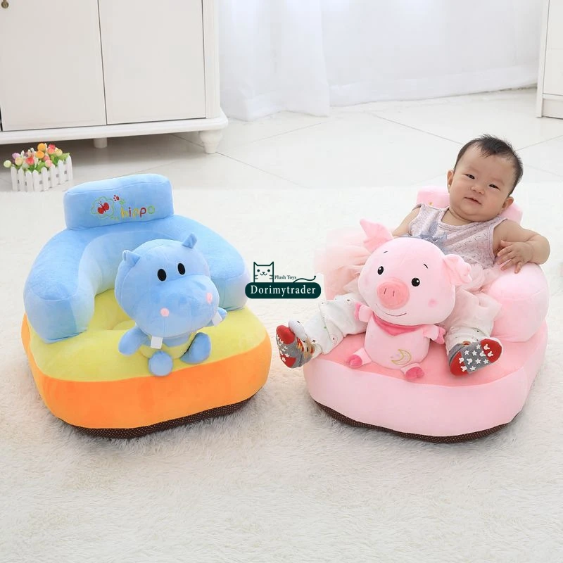 Dorimytrader 50cm x 45cm Big Cartoon Kids Sofa Animals Hippo Elephant Cat Rabbit Penguin Monkey Chick Pig Panda Dog Kids Plush Baby Chair Toy DY61904  (10)