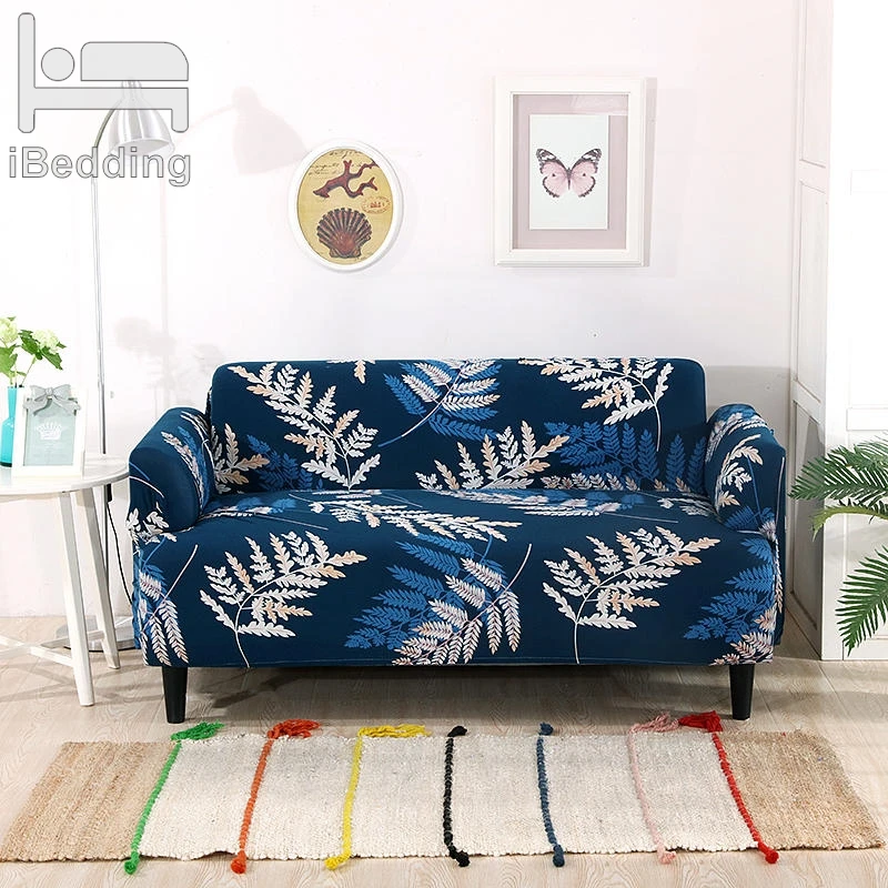 Lush Leaves Dark Stretch Sofa Protector Cover for Living Room Slipcovers Sectional L Shape Sofacover 1/2/3/4 Seater | Дом и сад