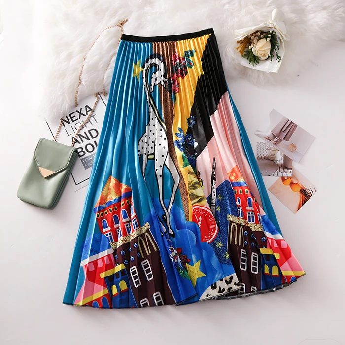 Harajuku юбка Женская эластичная юбка с высокой талией для женщин Летняя юбка А-силуэта Saias Femme Повседневная Женская плиссированная юбка верхняя одежда
