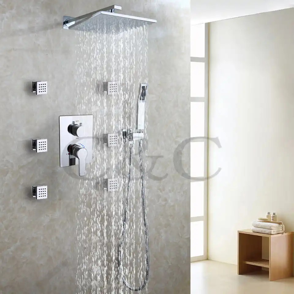 10 Inch Chrome Copper Rainfall Shower Head Wall Mounted Brass
