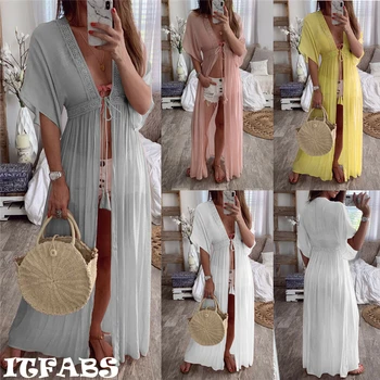 

Fashion Women Summer Bathing Suit Chiffon Bikini Cover Up Swimwear Beach Long Dress