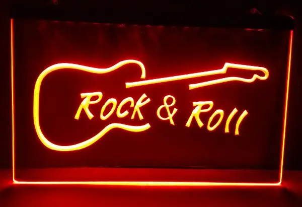 Rock and Roll Guitar Music NEW beer bar pub club 3d signs led neon ...