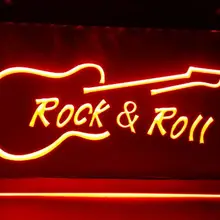 Rock and Roll guitarra música nueva cerveza bar pub club 3d signos letrero de neón con luz LED hombre cueva vintage decoración del hogar