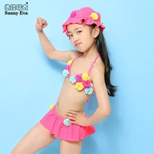 Sunny eva/купальный костюм для девочек, детское бикини, два предмета, купальный костюм с цветами, одежда для купания, сексуальное бикини для малышей с шортами, 4 цвета на выбор