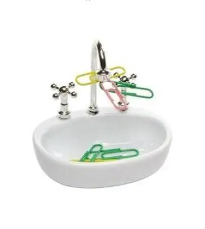 

White Plastic Faucet Sink design Paper Clip Dispenser Holder