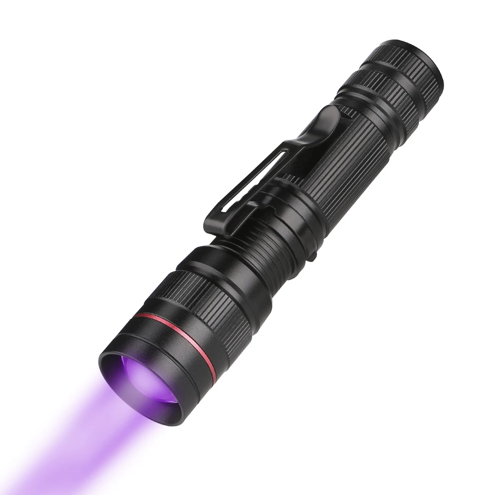 Sanyi масштабируемый УФ-вспышка светильник с 3 режимами светодиодный фонарь ультрафиолетовый светильник УФ 395nm фиолетовый лампа для маркер с невидимыми чернилами Checker обнаружения - Испускаемый цвет: Black