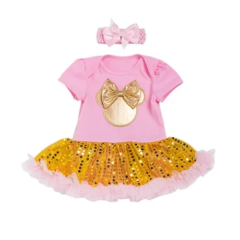 

2019 Summer Newborn Baby Girl Dresses Infant Romper Lace Princess First Birthday Party Girl Dress Children's Sequin Costumes