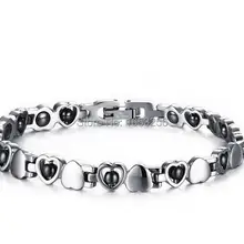 Бренд 316L нержавеющая сталь Мужская Женская мода Цепочка со звеньями-сердечками здоровье магнитный браслет 7 мм 8,26''