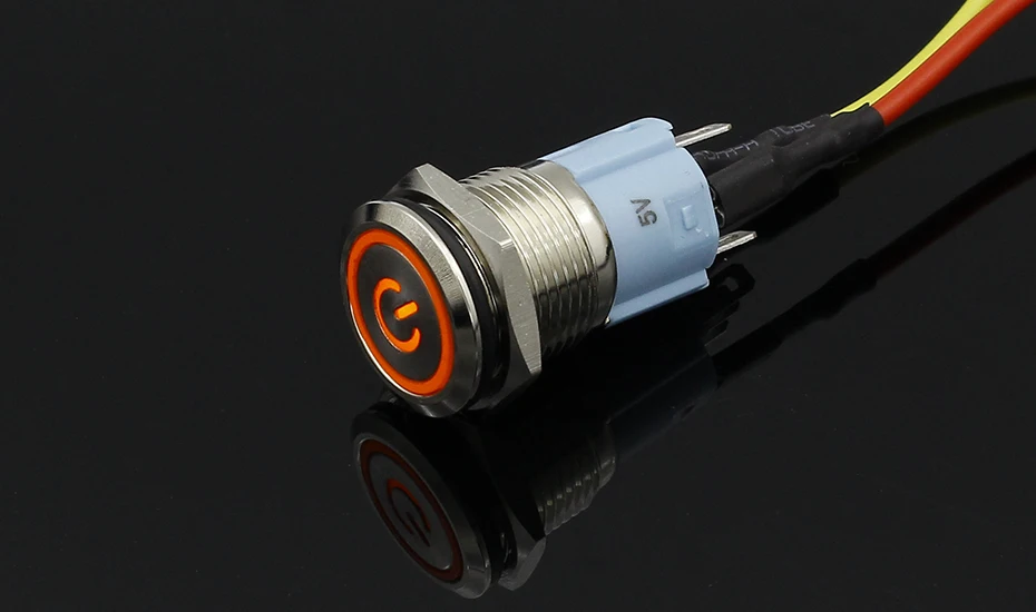 Металлический кнопочный переключатель, светильник, 16 мм, плоская головка, моментальная перезагрузка, 5 В, 12 В, 24 В, 220 В, кнопочный, водонепроницаемый, светодиодный, металлический переключатель