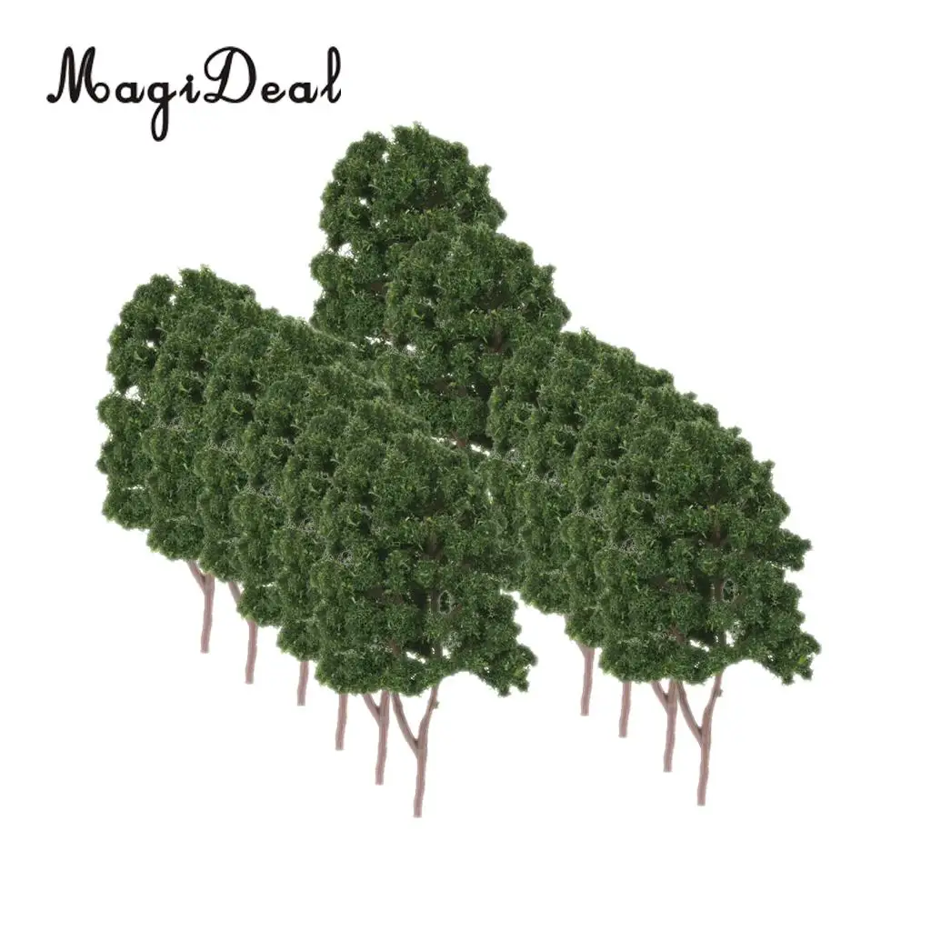 MagiDeal 20Pcs/Pack Dark Green Model Trees N Scale Train Park Railroad Railway Layout Wargame Scenery Scene Diorama Toys 7.5cm