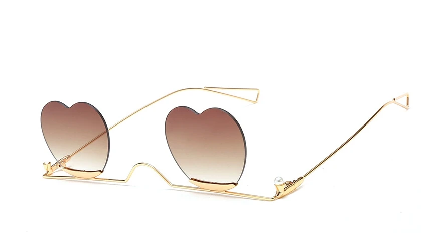 Индивидуальные солнцезащитные очки в форме сердца для мужчин и женщин Модные Оттенки UV400 Винтажные Очки 47927 - Цвет линз: tea