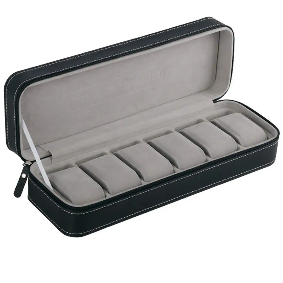 6 коробка для часов с пазами портативный дорожный с молнией чехол коллектор хранения ювелирных изделий Коробка для хранения(черный