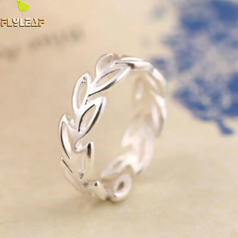 flyleaf simple hollow leaves opening ring 925 sterling silver jewelry fashion wedding rings for women bague - Leaf Wedding Ring flyleaf simple hollow leaves opening ring 925 sterling silver jewelry fashion wedding rings for women bague - Leaf Wedding Ring