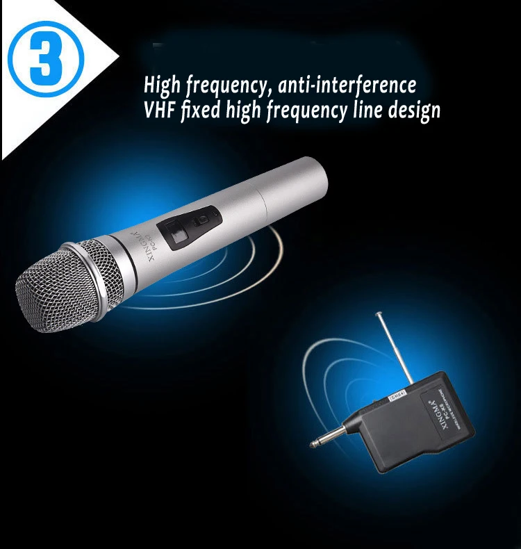 XINGMA PC-K3 Wireless Microphone Professional Dynamic VHF Metal Handheld Mic For Karaoke Computer PC Singing KTV