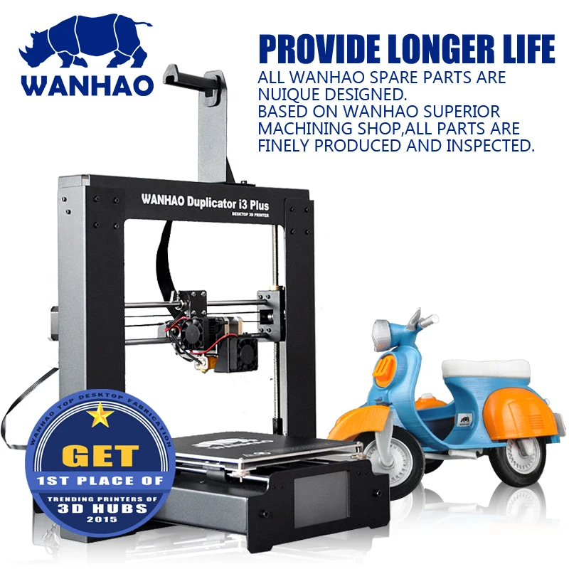 2016 upgraded WANHAO I3 PLUS easy assemble with touchable LCD screen offer testing filaments 4 SG
