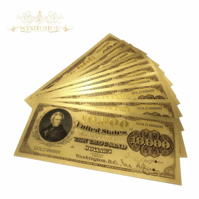 10 шт./лот красивая американская банкнота 1878 год 000 долларов США банкноты в 24k