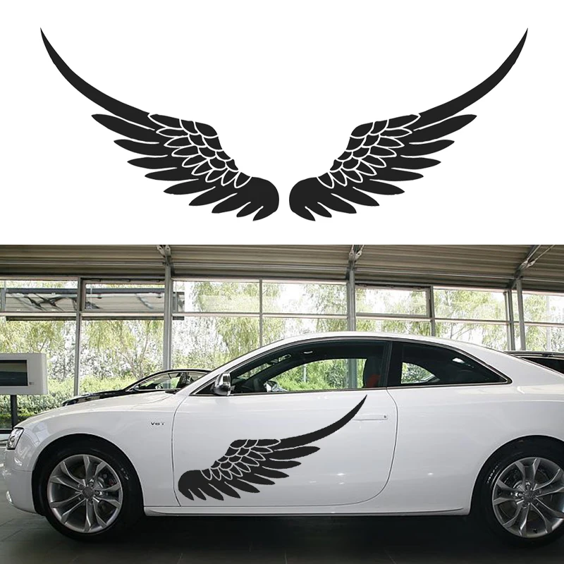 

HotMeiNi 2x Car Vinyl Decal Sticker Door Body Car Stickers Side Decals Angel Wing Birds Feather (one for each side) motorcycle