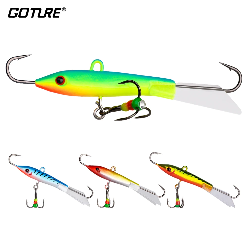 

Goture 1pc 7.7cm 16g Winter Ice Fishing Baits #8 Treble Hook Lead Jigging Lure Banlancer for Fishing Perch Pike Walleye