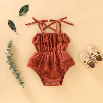 

Baby Girl Sleeveless Solid Lace Romper Newborn Toddler Infant Jumpsuit 2019 Fashion Clothes