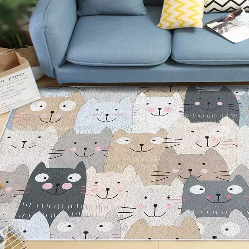 

INS popular cute kitty rug for children room ,big size living room carpet, rectangle tatami ground mat , decoration floor mat