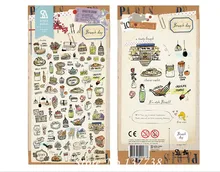 Hot Sale 1 sheet Korean Vintage Brunch day series paper food sticker DIY Note sticker