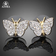 Azora, золотые Австрийскими кристаллами прекрасный Сережка-гвоздик в форме бабочки TE0015