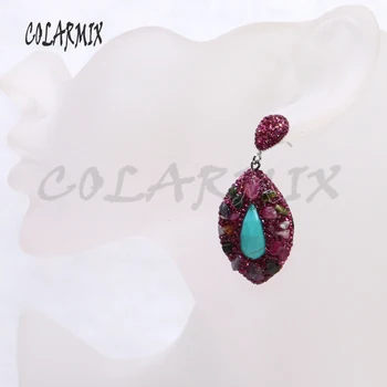 

4 Pairs Drop earrings blue stone rhinestone tiny stone earrings wholesale jewelry earrings gift for lady Fashion jewelry 7041