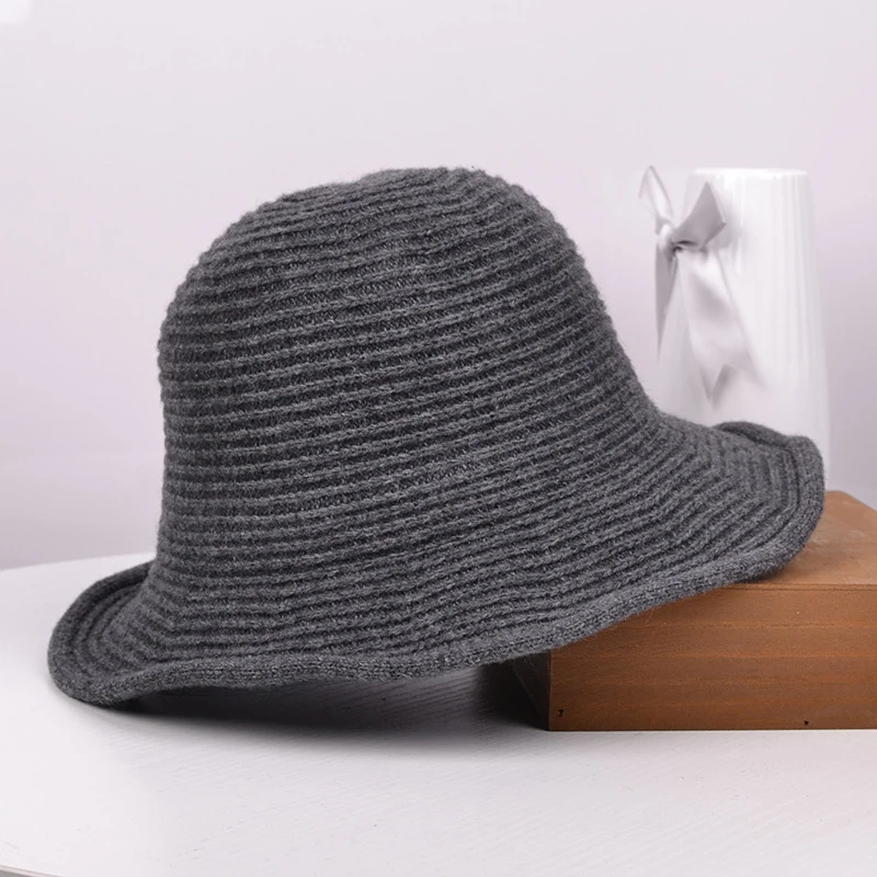 Летняя женская шляпа из хлопка в Корейском стиле, вязаная шапка с волнистыми полями для женщин, упаковываемая Панама, однотонная простая женская шляпа ведро, шапка - Цвет: 2