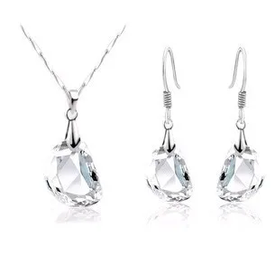 

2016 Austrian Fashion Crystal Jewelry Sets For Women Fashion Jewellery & Jewerly Silver Plated Bridal Wedding necklace and ear